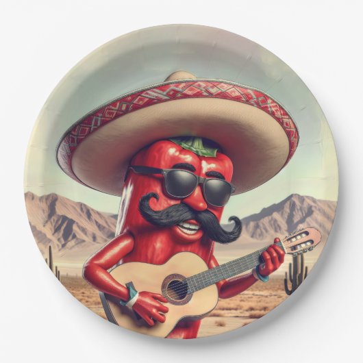 Mexicaanse Red Chili Pepper gitarist Papieren Bordje (Voorkant)