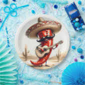 Mexicaanse Red Chili Pepper gitarist Papieren Bordje (Feest)