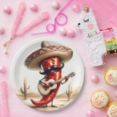 Mexicaanse Red Chili Pepper gitarist Papieren Bordje (Feest)