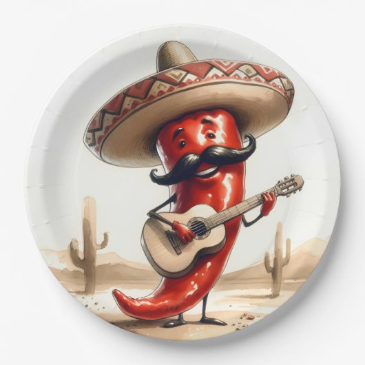Mexicaanse Red Chili Pepper gitarist Papieren Bordje (Voorkant)
