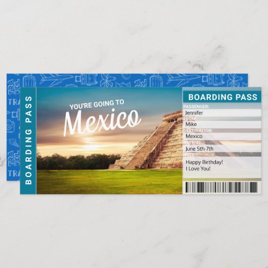 Mexicaanse reiskaartje (Voorkant / Achterkant)