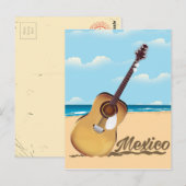 Mexicaanse reisposter Guitar Beach Briefkaart (Voorkant / Achterkant)