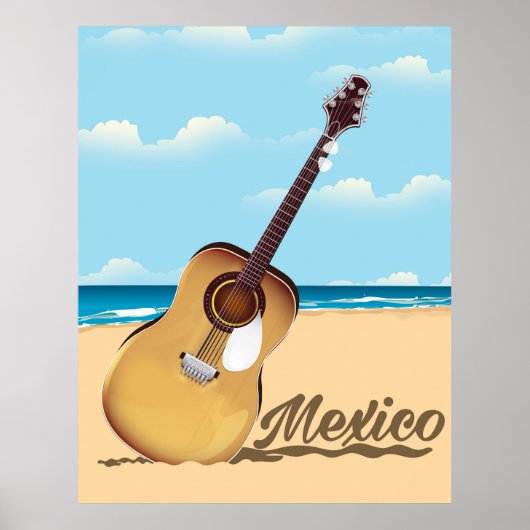 Mexicaanse reisposter Guitar Beach Poster (Voorkant)