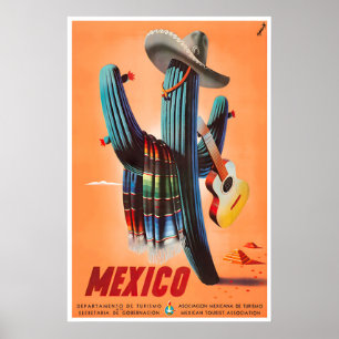 Mexicaanse Reisposter Mexicaanse Kunst Cactus Prin Poster