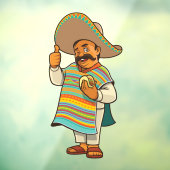 Mexicaanse Restaurant Man Met Taco Duim Omhoog Raamsticker (Vel 3)