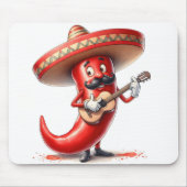 Mexicaanse rode chili peper met gitaar muismat (Voorkant)