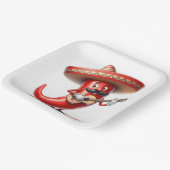 Mexicaanse rode chili peper met gitaar papieren bordje (Gebogen)
