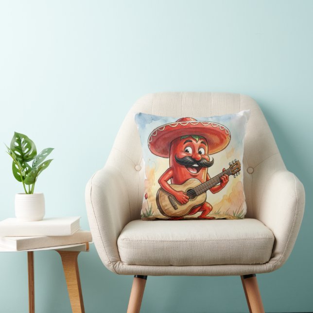 Mexicaanse Rode Chilipeper Gitarist Kussen (Stoel)