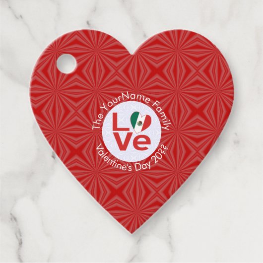 Mexicaanse rode liefde vlag gepersonaliseerd bedankjes labels (Voorkant)