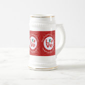 Mexicaanse rode liefde vlag gepersonaliseerd bierpul (Voorkant rechts)