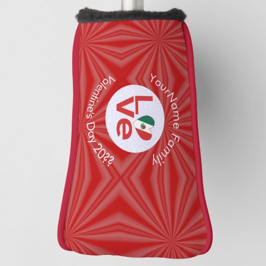 Mexicaanse rode liefde vlag gepersonaliseerd golfheadcover (Draai 90)