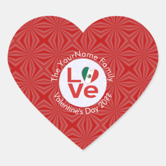 Mexicaanse rode liefde vlag gepersonaliseerd hart sticker