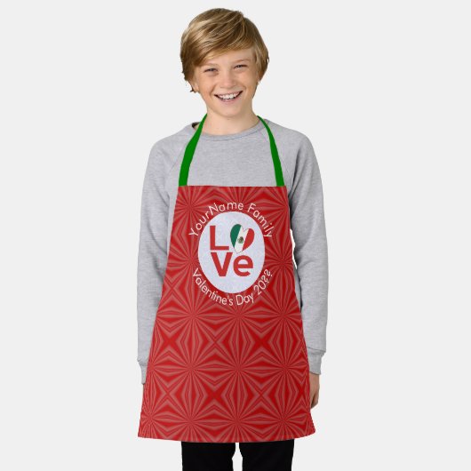 Mexicaanse rode liefde vlag gepersonaliseerd schort (Gedragen)