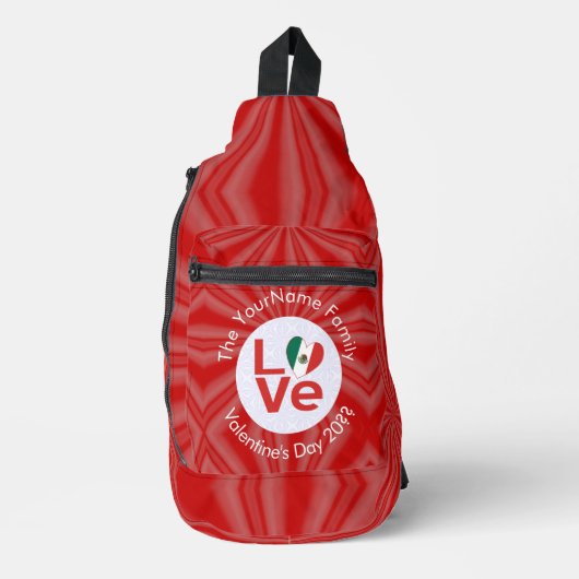 Mexicaanse Rode LOVE Vlag Persoonlijk Sling Bag (Voorkant)