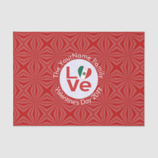 Mexicaanse Rode LOVE Vlag Persoonlijk  Tissuepapier