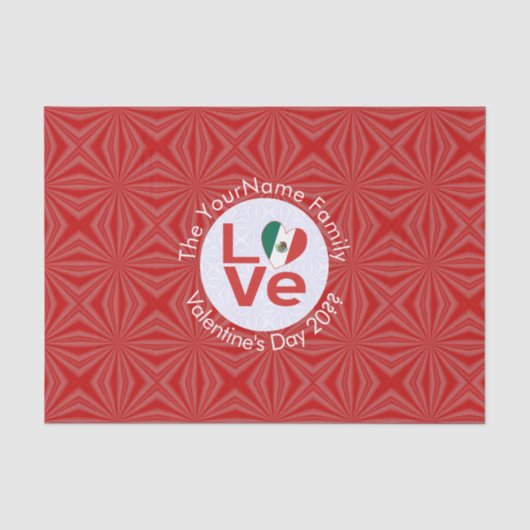 Mexicaanse Rode LOVE Vlag Persoonlijk Tissuepapier (Voorkant)