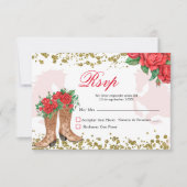 Mexicaanse rode rozen Mis Quince RSVP-kaart RSVP Kaartje (Voorkant)