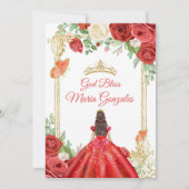 Mexicaanse rode rozen prinses Quinceanera Butterfl Kaart (Achterkant)