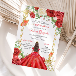 Mexicaanse rode rozen prinses Quinceanera Butterfl Kaart