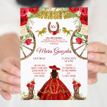 Mexicaanse rode rozenharra Mis XV Anos Kaart<br><div class="desc">Mexican Red Rose Charra Mis XV Anos Invitation Mis Quince Anos,  15e verjaardag</div>