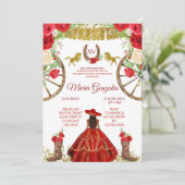 Mexicaanse rode rozenharra Mis XV Anos Kaart (Staand voorkant)