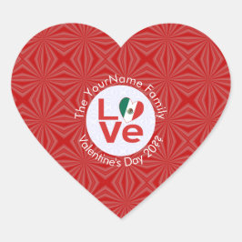 Mexicaanse Rood LOVE Vlag Persoonlijk  Hart Sticker