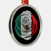 Mexicaanse Roos vlag op zwart Metalen Ornament (Rechts)