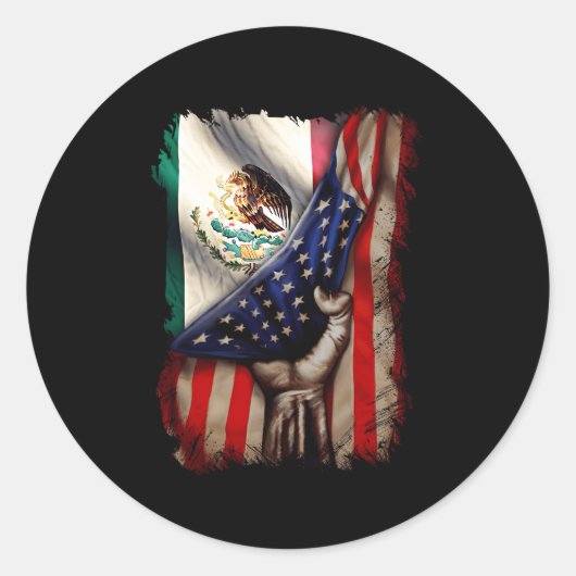 Mexicaanse roots Amerikaanse Mexicaanse vlag Mexic Ronde Sticker (Voorkant)