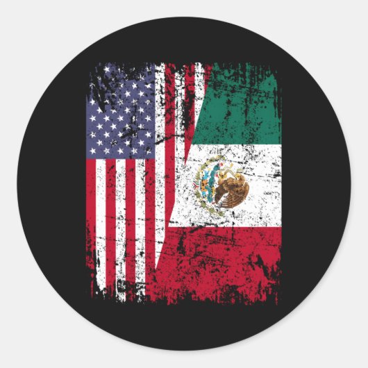 Mexicaanse rots halve Amerikaanse vlag Mexico Ronde Sticker (Voorkant)