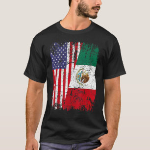 Mexicaanse rots halve Amerikaanse vlag Mexico T-shirt