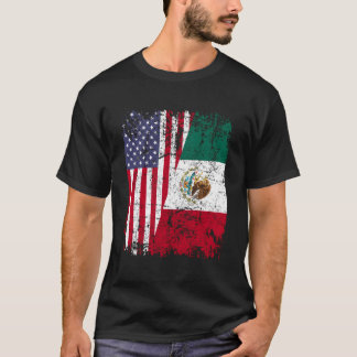 Mexicaanse rots halve Amerikaanse vlag Mexico T-shirt