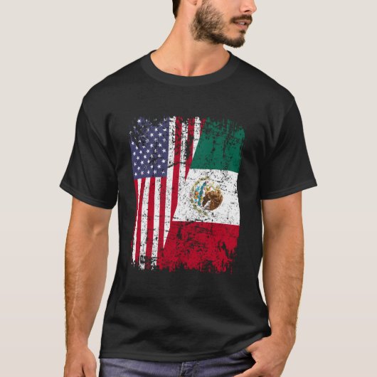 Mexicaanse rots halve Amerikaanse vlag Mexico T-shirt (Voorkant)