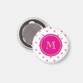 Mexicaanse roze glitter harten met monogram magneet (Voorkant / Achterkant)