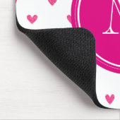 Mexicaanse roze glitter harten met monogram muismat (Hoek)