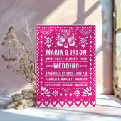 Mexicaanse Roze Papel Picado Fiesta Folk Art Weddi Kaart
