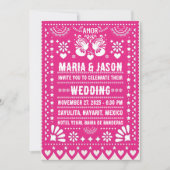 Mexicaanse Roze Papel Picado Fiesta Folk Art Weddi Kaart (Voorkant)