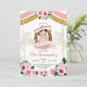 Mexicaanse roze roze charra 15e verjaardag uitnodi kaart (Staand voorkant)