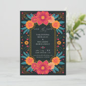 Mexicaanse rustieke elegante bloemen rancho bruilo save the date (Staand voorkant)