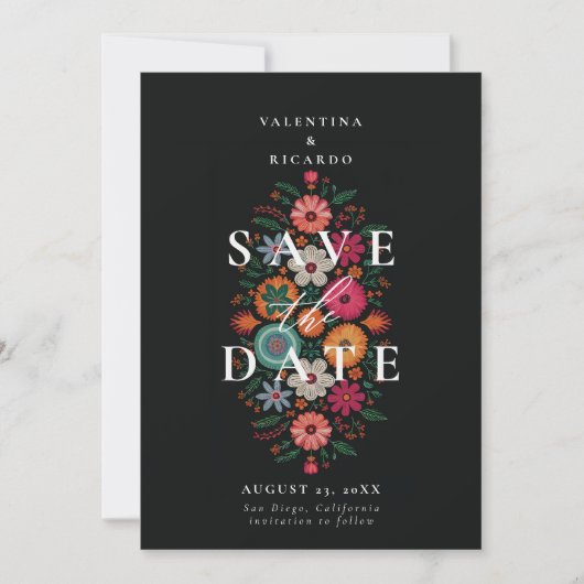 Mexicaanse rustieke moderne bloemen Rancho QR brui Save The Date (Voorkant)