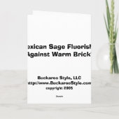 Mexicaanse salie floreert tegen warme baksteen kaart (Achterkant)