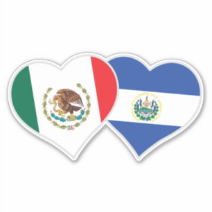Mexicaanse Salvadoriaanse vlag harten Mexico El Sa Sticker