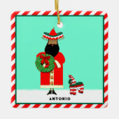Mexicaanse Santa Feliz Navidad Keramisch Ornament (Voorkant)