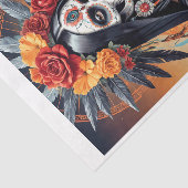 Mexicaanse Santa Muerte versierd met bloemen Tissuepapier (Detail)