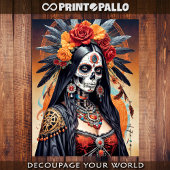 Mexicaanse Santa Muerte versierd met bloemen Tissuepapier