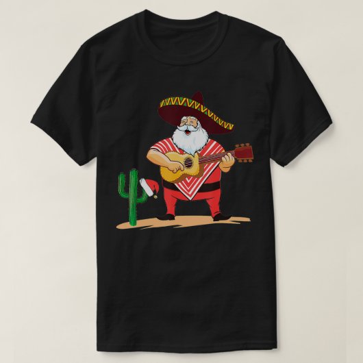 Mexicaanse Santa Sombrero Mustache Kerstmis T-shirt (Design voorkant)