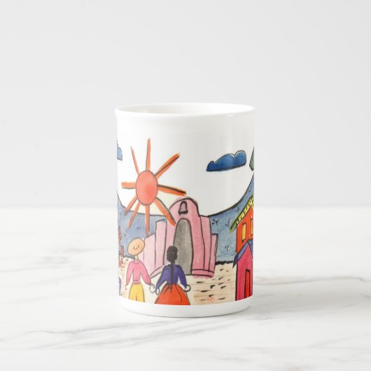 Mexicaanse scène Coffee Cup Porselein Kop (Voorkant)
