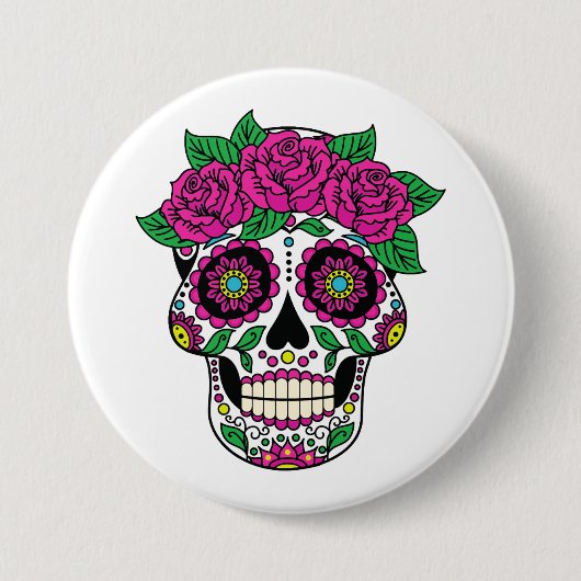 Mexicaanse schedel 2 ronde button 7,6 cm (Voorkant)