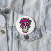 Mexicaanse schedel 2 ronde button 7,6 cm (In situ)