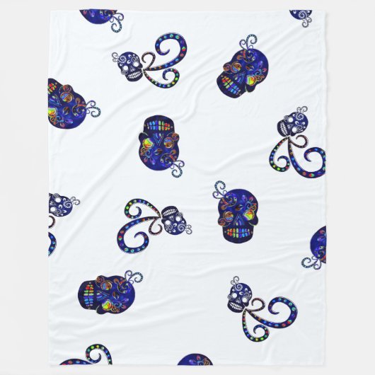 Mexicaanse schedel 3D Festive Fleece Deken (Voorkant)