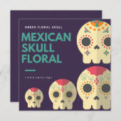 Mexicaanse Schedel Bloemrijke Fiesta Favor Tags Kaart (Voorkant / Achterkant)